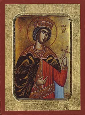 Saint Catherine Byzantine Wooden Icon