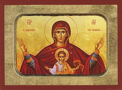 Holy Virgin Mary "Platytera of the Heavens" Wooden Icon