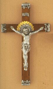 Wooden Cross with Metal Decor