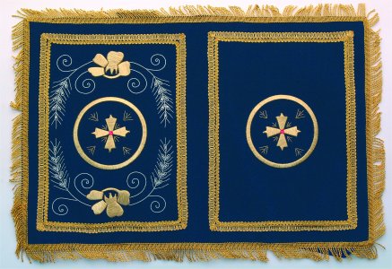Velvet Gospel Cover Flower with Golden Thread Blue