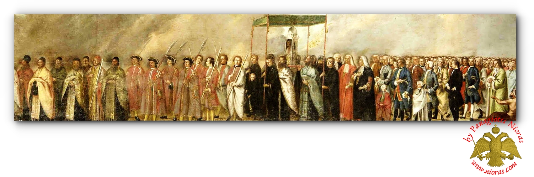 Λιτανεία Λειψάνου Αγιου Διονυσιου Ξύλινη Βυζαντινή Εικόνα