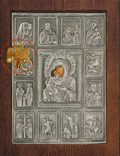 Theotokos Panagia Glykofilousa Eikonostasi Silver Plated Icon