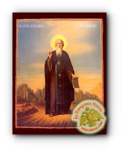 Saint Cyriacus the Hermit of Palestine Neoclassical Wooden Icon