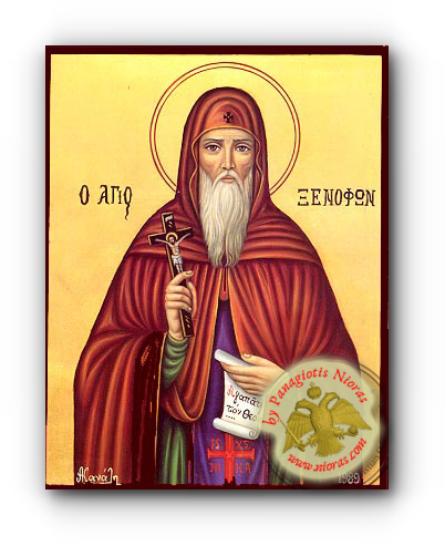 Saint Xenophon Neoclassical Wooden Icon