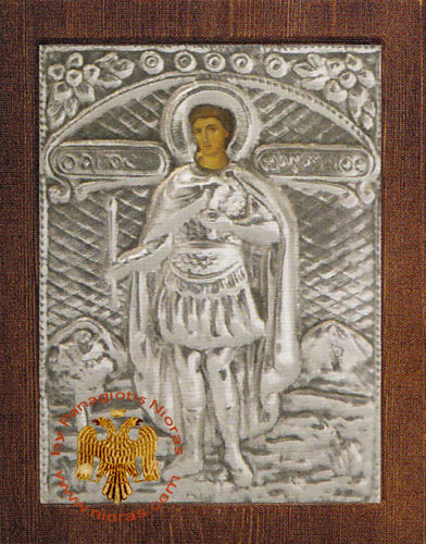 Saint Phanourios Silver Plated Icon
