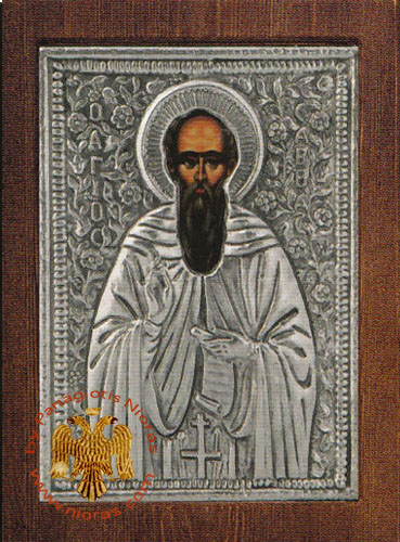 Saint Sabbas Silver Plated Icon
