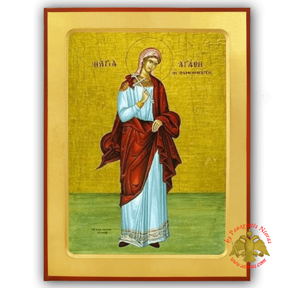 Saint Agathe Byzantine Wooden Icon
