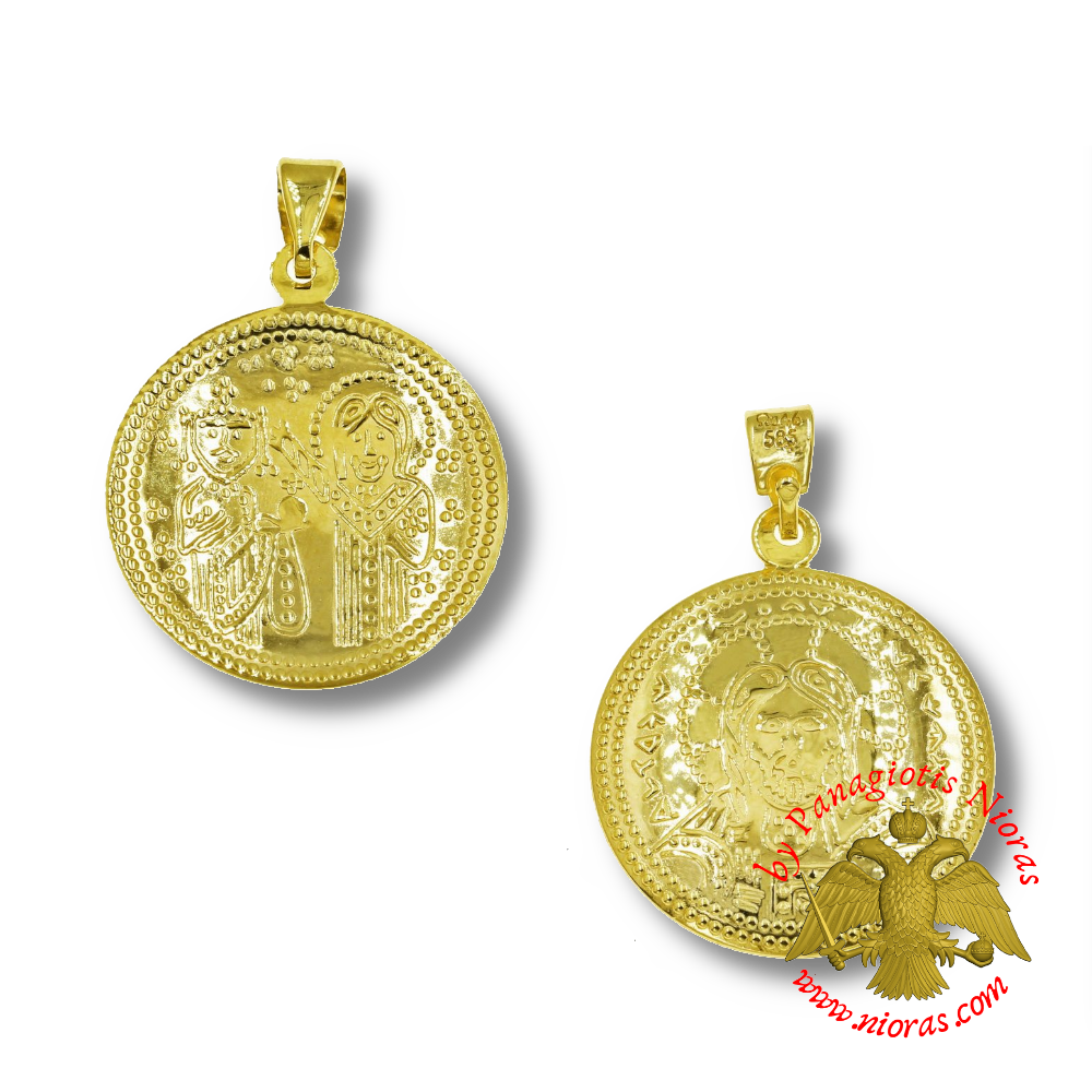 Click on photo for zoom   Pendants Gold Constantinato Coin Pendant 18mm K14