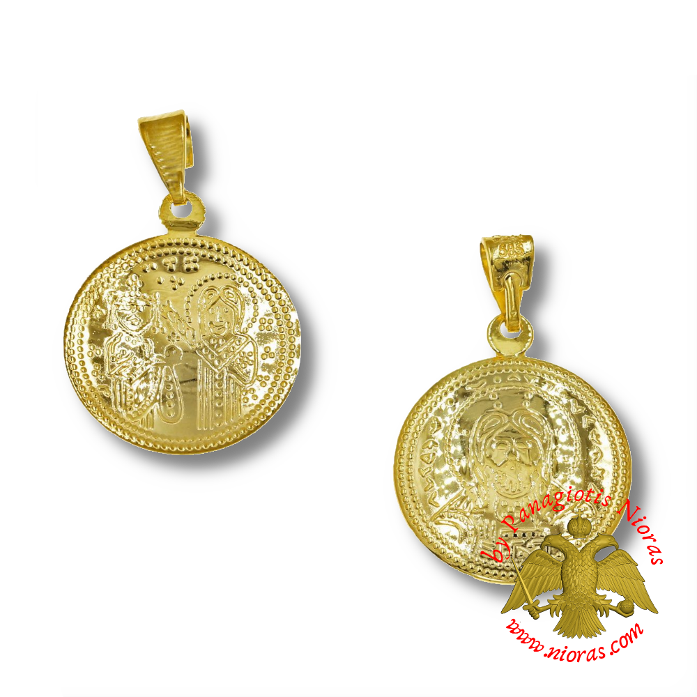 Gold Constantinato Coin Pendant 15mm K14
