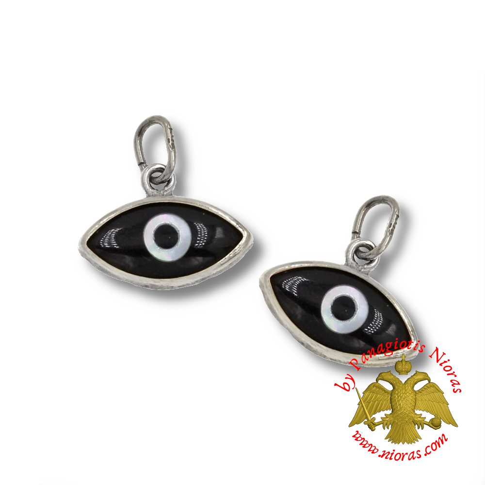 Platinum Pendant Evil Eye with Onyx 5x10mm K14