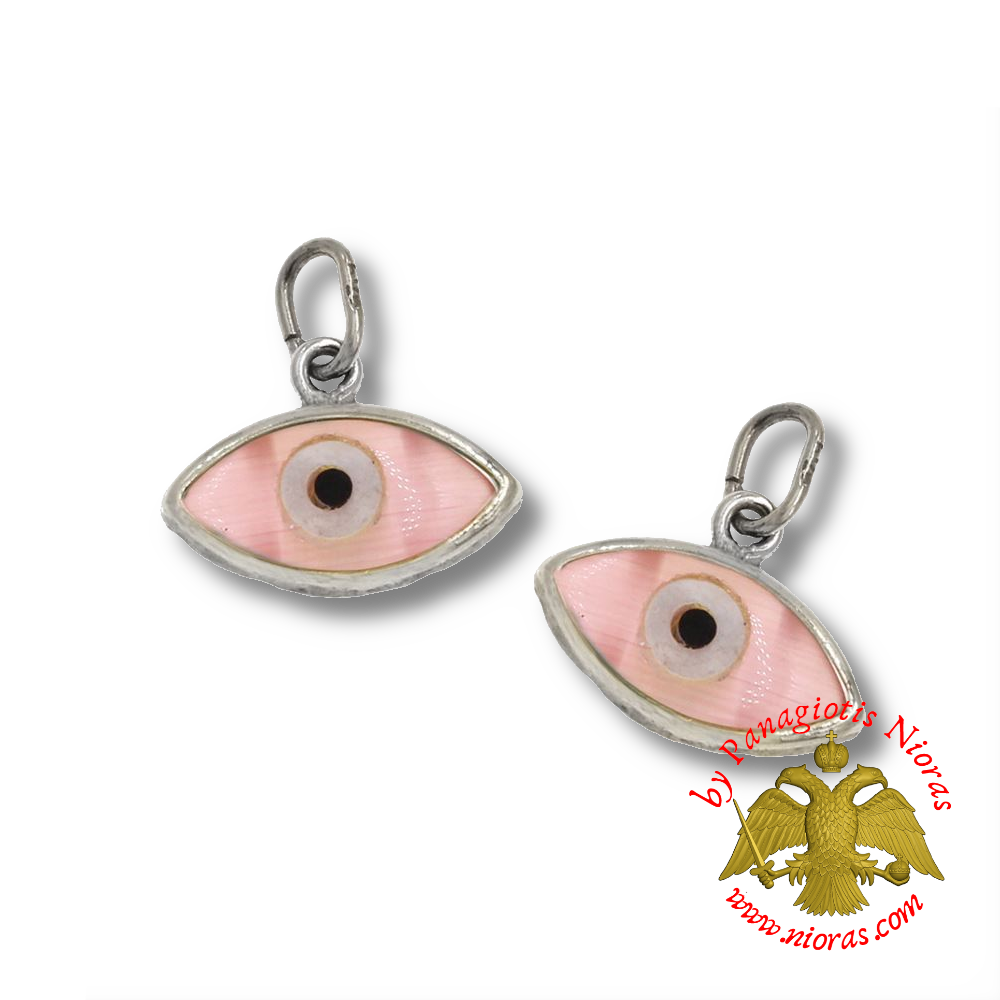 Platinum Pendant Evil Eye with Pink Cat Eye 5x10mm K14