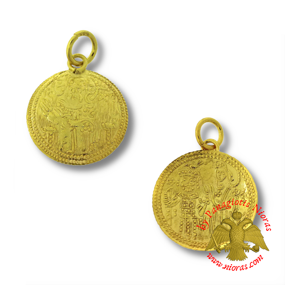 Gold Constantinato Coin Pendant 18mm K14