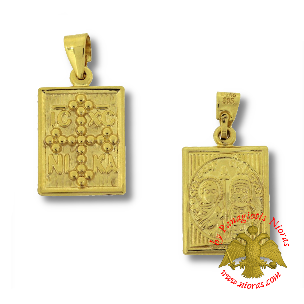 Μενταγιόν Χρυσό Κωνσταντινάτο Ορθογώνιο 12x15mm K14