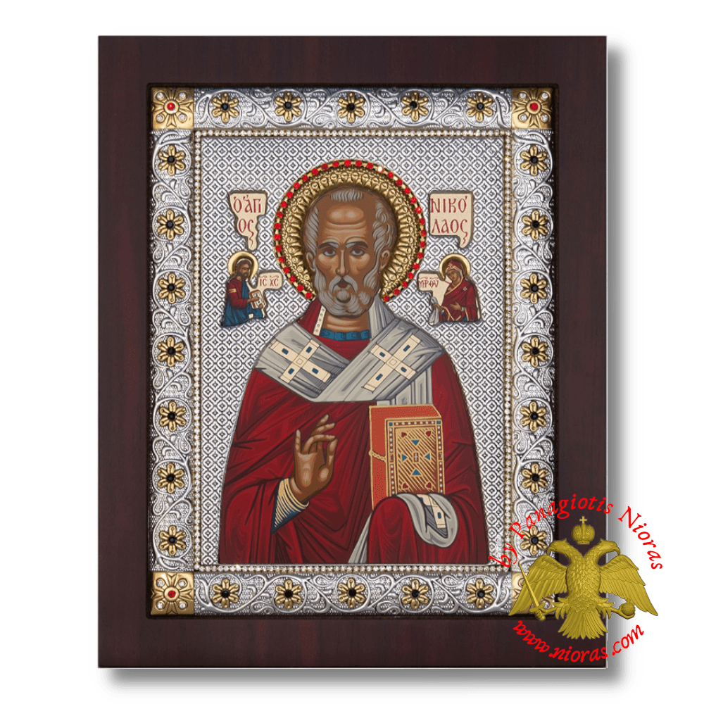 St. Nickolaos Silver plated metal icon