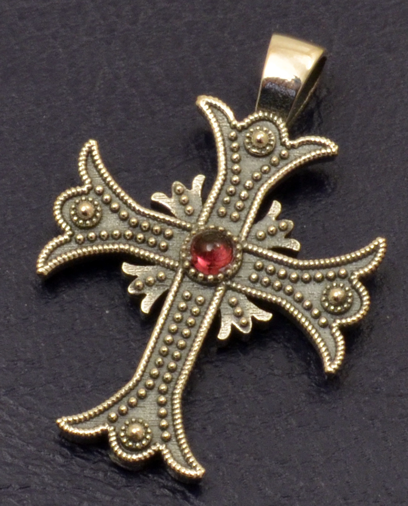 Traditional Byzantine Orthodox Silver 925 with Stone Cross - No.119