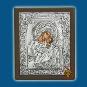 Holy Virgin Mary Theotokos Panagia Glykofilousa Silver Holy Icon