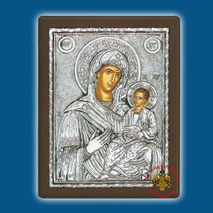 Holy Virgin Mary Theotokos Panagia Amolintos Silver Holy Icon