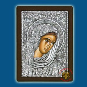 Holy Virgin Mary Theotokos In Grief Silver Holy Icon