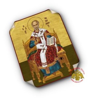 Laminated Byzantine Icon Saint Nicholas Enthroned Set of 10