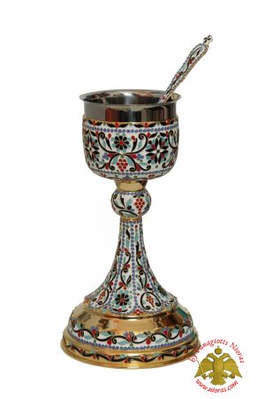 Orthodox Holy Communion Chalice Set Agioritiko Style Enamel 750ml