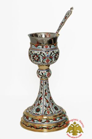 Orthodox Holy Communion Chalice Set Agioritiko Style Enamel 500ml