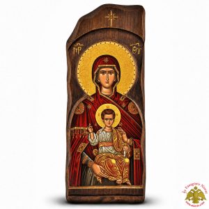 Παλαιωμένη Εικόνα Παναγία Ελευθερώτρια σε Φυσικό Ξύλο