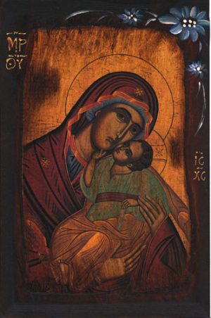 Εικόνα Παλαιωμενη με Λουλουδι 14x20cm