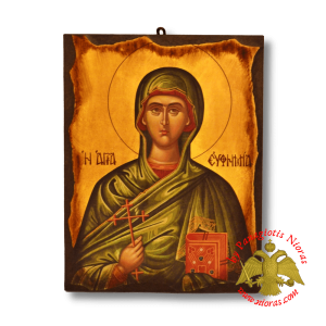 Ξύλινη Ανάγλυφη Εικόνα σε Φυσικό Ξύλο Άγια Ευθυμία