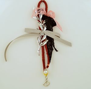 Lucky Charm Metal Olive Tree Nickel With Burgundry Cord