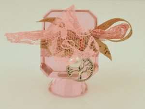 Lucky Charm Metal Tree on Pink Crystal