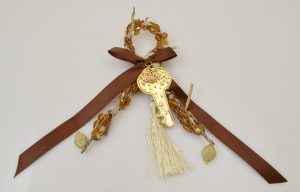 Lucky Charm 2020 Metal Key With Brown Ribbons