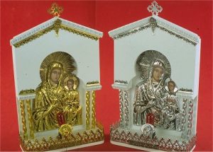 Traditional Orthodox Icon with Electric Lamp White Coloured 17x32cm