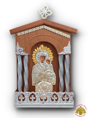 Traditional Orthodox Iconostasis with Electric Lamp 13x22cm Theotokos Icon