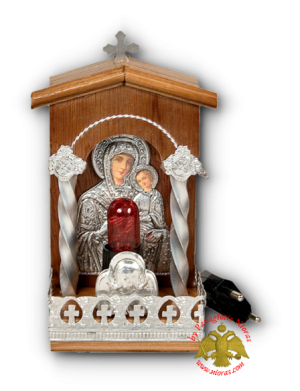 Traditional Orthodox Icon with Electric Lamp Wooden Coloured 8x17cm