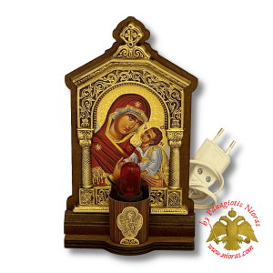 Traditional Orthodox Greek Iconostasis with Electric Lamp 20x11x5cm