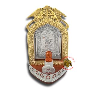 Electric Lamp Traditional Icon With Angel Frame Annunciation of Tinos Icon 15x28cm