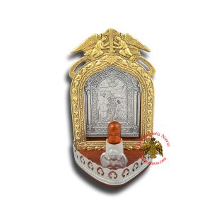 Electric Lamp Traditional Icon With Angel Frame Annunciation of Tinos Icon 13x20cm