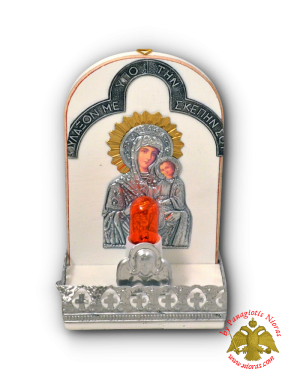Traditional Orthodox Icon with Electric Lamp Oval  White Coloured