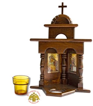 Εικονοστάσι με Γυάλινη Κανδηλόκουπα Λαδιού