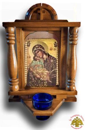 Εικονοστάσι με Γυάλινη Κανδηλόκουπα Λαδιού