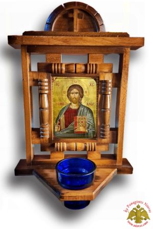 Εικονοστάσι με Γυάλινη Κανδηλόκουπα Λαδιού