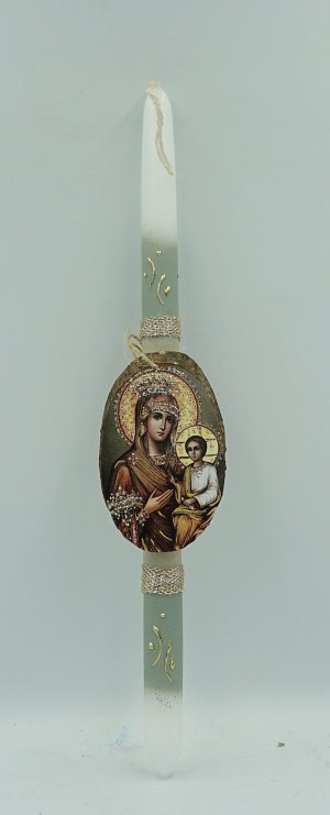 Πασχαλινή Λαμπάδα με Εικονα της Παναγίας 40εκ.