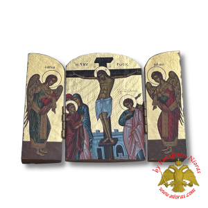 Τρίπτυχο Εικόνισμα 10x7εκ. Χαρτί Με Φύλλο Χρυσού