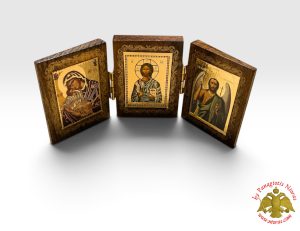 Orthodox Triptych Theotokos, Christ and Saint John the Baptist Icons 4x5cm