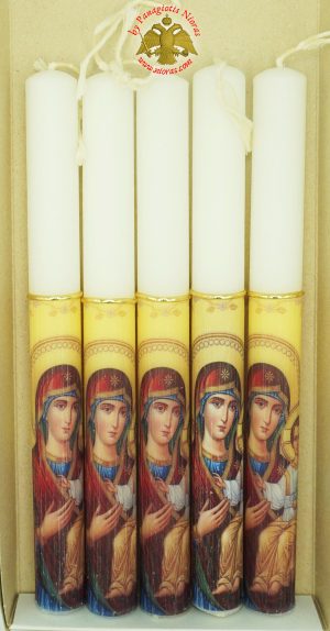 Pascha Candle with Theotokos Eleousa Holy Icon 40cm
