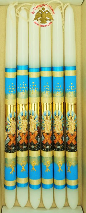 Pascha Candle with Jesus Christ Ressurection Holy Icon 40cm