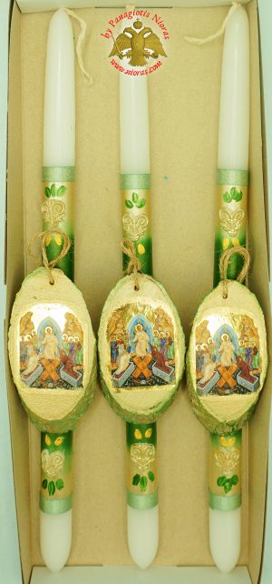 Πασχαλινή Λαμπάδα με Εικονα Ανάσταση του Χριστού 40εκ.