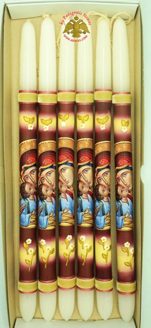 Pascha Candle with Theotokos With Tree Decoration Holy Icon 40cm