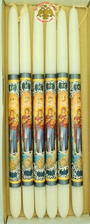 Easter Pascha Candle With Wooden Icon of Ressurection Holy Icon