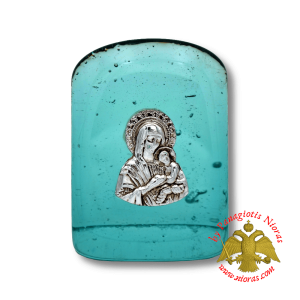 Theotokos Icon on Blown Glass 6.5x5cm